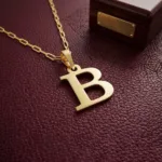 خرید پلاک طلا حرف B با فونت ساده و مینیمال 18 عیار سبک