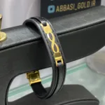خرید دستبند طلا چرم مردانه شیک و اسپرت 18 عیار با وزن زیر یک گرم