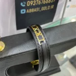 عکس مدل دستبند طلا چرم مردانه شیک و اسپرت 18 عیار سبک