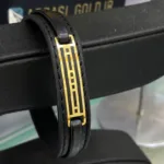 عکس مدل دستبند طلا چرم مردانه شیک و اسپرت 18 عیار سبک