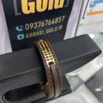 قیمت دستبند طلا چرم مردانه با طرح مربع و مستطیل 18 عیار با وزن زیر 500 سوت