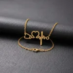 عکس مدل گردنبند طلا گوشی پزشکی و ضربان قلب روز پرستار و پزشک 18 عیار با وزن پایین تر از 1 گرم