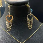 قیمت نیم ست طلا شرابه ای طرح قلب زنانه فانتزی 18 عیار سبک