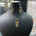خرید نیم ست طلا شرابه ای طرح قلب زنانه سبک با وزن حدود یک گرم
