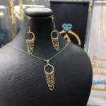 خرید نیم ست طلا شرابه ای طرح دایره زنانه سبک با وزن نزدیک یک گرم