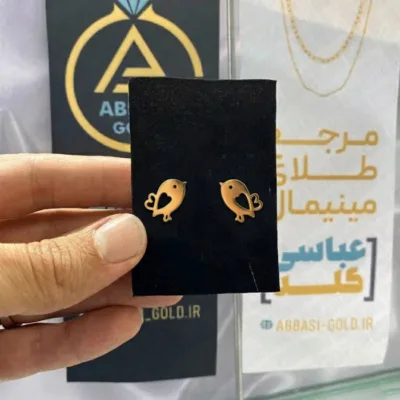 عکس مدل گوشواره طلا میخی پرنده زنانه و دخترانه مینیمال و فانتزی لیزری 18 عیار