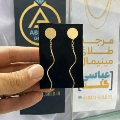 خرید گوشواره طلا کرلی دایره توپر زنانه و دخترانه فانتزی 18 عیار سبک