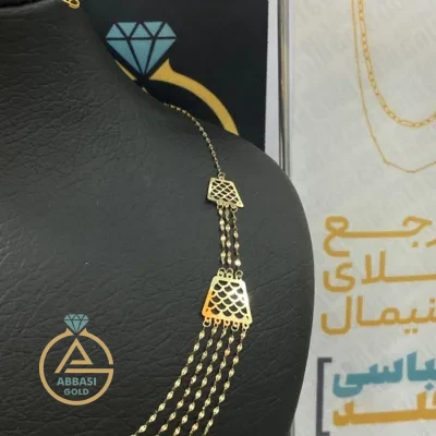 قیمت گردنبند طلا پولکی لیزری زنانه و دخترانه 18 عیار حدود دو گرم