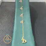 خرید دستبند طلا مینیمال طرح برگ زنانه و دخترانه فانتزی ظریف 18 عیار زیر 600 سوت