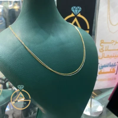 قیمت گردنبند طلا دو رج سفید و طلایی بدون اجرت زنانه و دخترانه بدون اجرت 18 عیار حدود 3 گرم