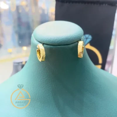 قیمت گوشواره طلا حلقه ای تراش بدون اجرت زنانه و دخترانه دوست دوم 18 عیار حدود 1 گرم