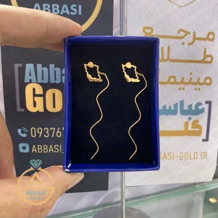 خرید گوشواره طلا کرلی نقشه ایران زنانه و دخترانه 18 عیار سبک خرید گوشواره طلا کرلی نقشه ایران زنانه و دخترانه 18 عیار سبک