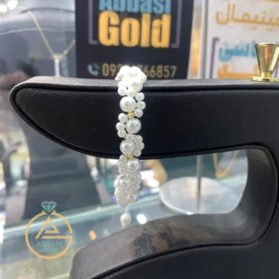 عکس مدل دستبند طلا البرنادو و مروارید زنانه و دخترانه فانتزی 18 عیار وزن سبک حدود 100 سوت
