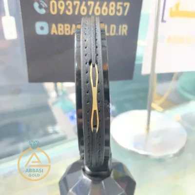خرید دستبند طلا چرم مردانه اسپرت 18 عیار سبک