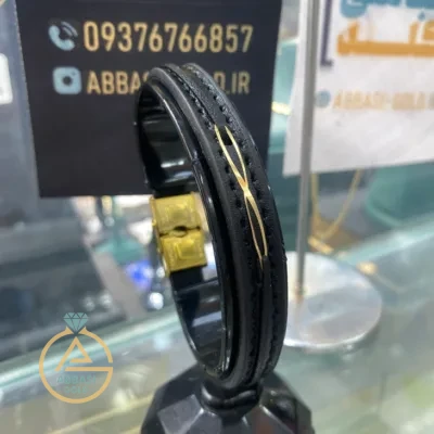خرید دستبند طلا چرم بی نهایت ظریف مردانه 18 عیار سبک