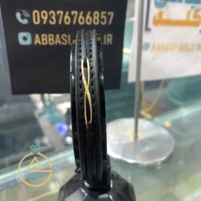 قیمت دستبند طلا چرم بی نهایت ظریف مردانه اسپرت 18 عیار زیر یک گرم