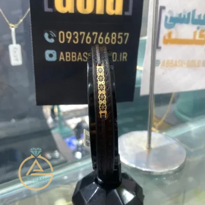 عکس مدل دستبند طلا چرم طرح اسلیمی مردانه اسپرت 18 عیار زیر 500 سوت