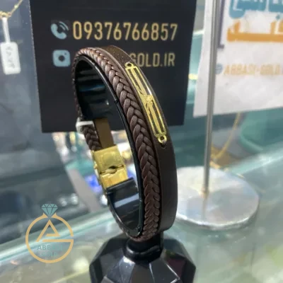 عکس مدل دستبند طلا چرم طرح فروهر مردانه اسپرت زیر 1 گرم