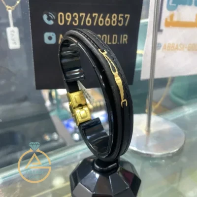 قیمت دستبند طلا چرم طرح بال مردانه اسپرت 18 عیار زیر یک گرم