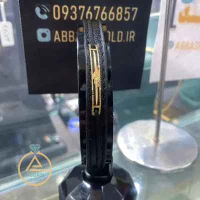 قیمت دستبند طلا چرم طرح فروهر مردانه اسپرت زیر یک گرم 18 عیار