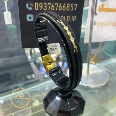 قیمت بروز دستبند طلا چرم ونکلیف 3 تایی مردانه اسپرت 18 عیار با وزن پایین