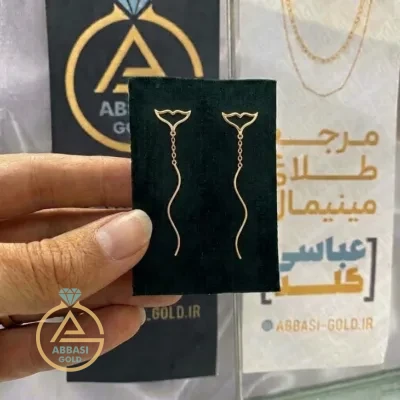 خرید گوشواره طلا کرلی دم وال توخالی ظریف زنانه و دخترانه 18 عیار فانتزی با وزن پایین