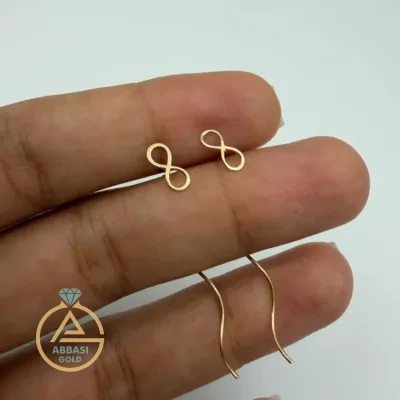 قیمت گوشواره طلا کرلی بی نهایت ظریف زنانه و دخترانه مینیمال 18 عیار زیر یک گرم