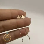 خرید گوشواره طلا کرلی برگ پاییزی زنانه و دخترانه فانتزی زیر 1 گرم