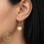 قیمت گوشواره طلا بخیه ای برگ پاییزی توپر زنانه و دخترانه فانتزی و مینیمال 18 عیار سبک