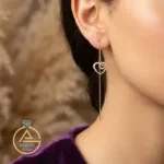 خرید گوشواره طلا بخیه ای قلب طرح دار زنانه و دخترانه فانتزی 18 عیار سبک