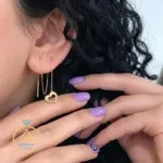 گوشواره طلا بخیه ای قلب فانتزی زنانه کد 3433 SF
