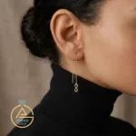 خرید گوشواره طلا بخیه ای بی نهایت مینیمال زنانه و دخترانه 18 عیار زیر یک گرم