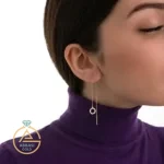 قیمت گوشواره طلا بخیه ای حلقه ساده و ظریف زنانه و دخترانه 18 عیار با وزن کم