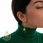 قیمت گوشواره طلا بخیه ای گل مینیمال زنانه و دخترانه شیک و جدید زیر یک گرم
