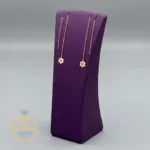 عکس مدل گوشواره طلا بخیه ای گل مینیمال زنانه و دخترانه 18 عیار سبک