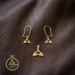 خرید نیم ست طلا لیزری دم وال ساده و مینیمال زنانه و دخترانه 18 عیار حدود 1 گرم