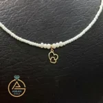 خرید گردنبند طلا چوکر مرواریدی دو قلب کوچک و بزرگ زنانه و دخترانه 18 عیار زیر یک گرم