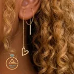 خرید گوشواره طلا بخیه ای قلب مینیمال زنانه و دخترانه جدید با وزن زیر یک گرم