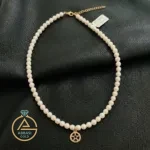 خرید گردنبند طلا مروارید 5 قلب ظریف زنانه و دخترانه 18 عیار زیر یک گرم