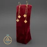 خرید گوشواره طلا آویز لوزی توپر مینیمال زنانه و دخترانه 18 عیار زیر یک گرم