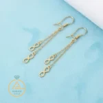 قیمت گوشواره طلا آویز بی نهایت مینیمال زنانه و دخترانه شیک و جدید حدود یک گرم