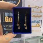 قیمت گوشواره طلا آویز گل شش پر ساده زنانه و دخترانه مینیمال 18 عیار سبک