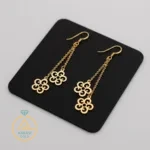خرید گوشواره طلا آویز گل پنج پر فانتزی زنانه و دخترانه 18 عیار سبک