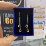عکس گوشواره طلا آویز دایره توخالی ساده زنانه و دخترانه مینیمال 18 عیار سبک