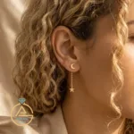 خرید گوشواره طلا آویز ماه و ستاره توپر زنانه و زنانه فانتزی زیر 1 گرم