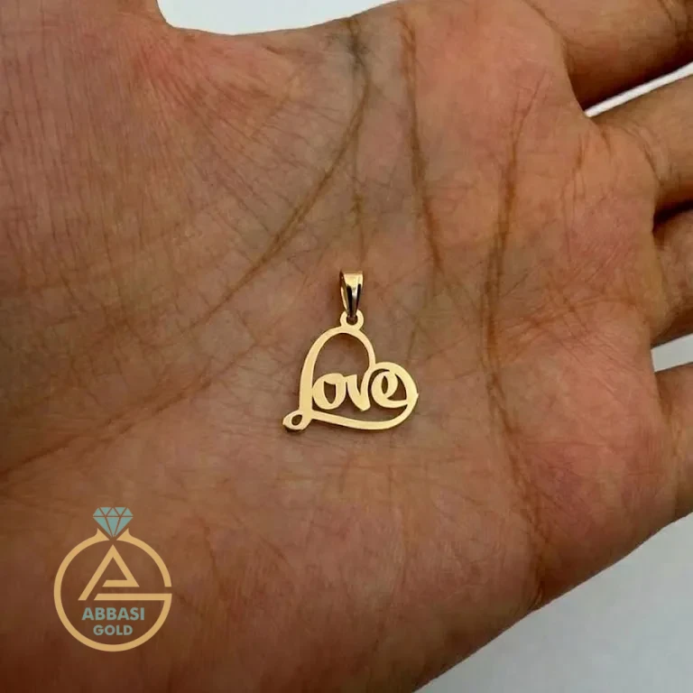 پلاک طلا قلب و love شیک و جدید زنانه کد 3520 SF