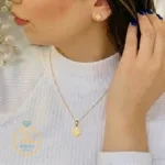 قیمت نیم ست طلا ونکلیف توپر زنانه و دخترانه ساده 18 عیار سبک