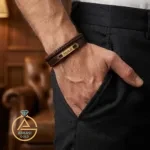 خرید دستبند طلا چرم اسم مهدی (Mehdi) اسپرت و شیک 18 عیار با وزن کمتر از 500 سوت