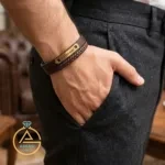 عکس دستبند طلا چرم اسم محمد (Mohammad) 18 عیار سبک و ساده