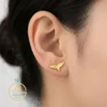 قیمت گوشواره طلا میخی لیزری وال و دم وال زنانه و دخترانه فانتزی 18 عیار زیر گرم